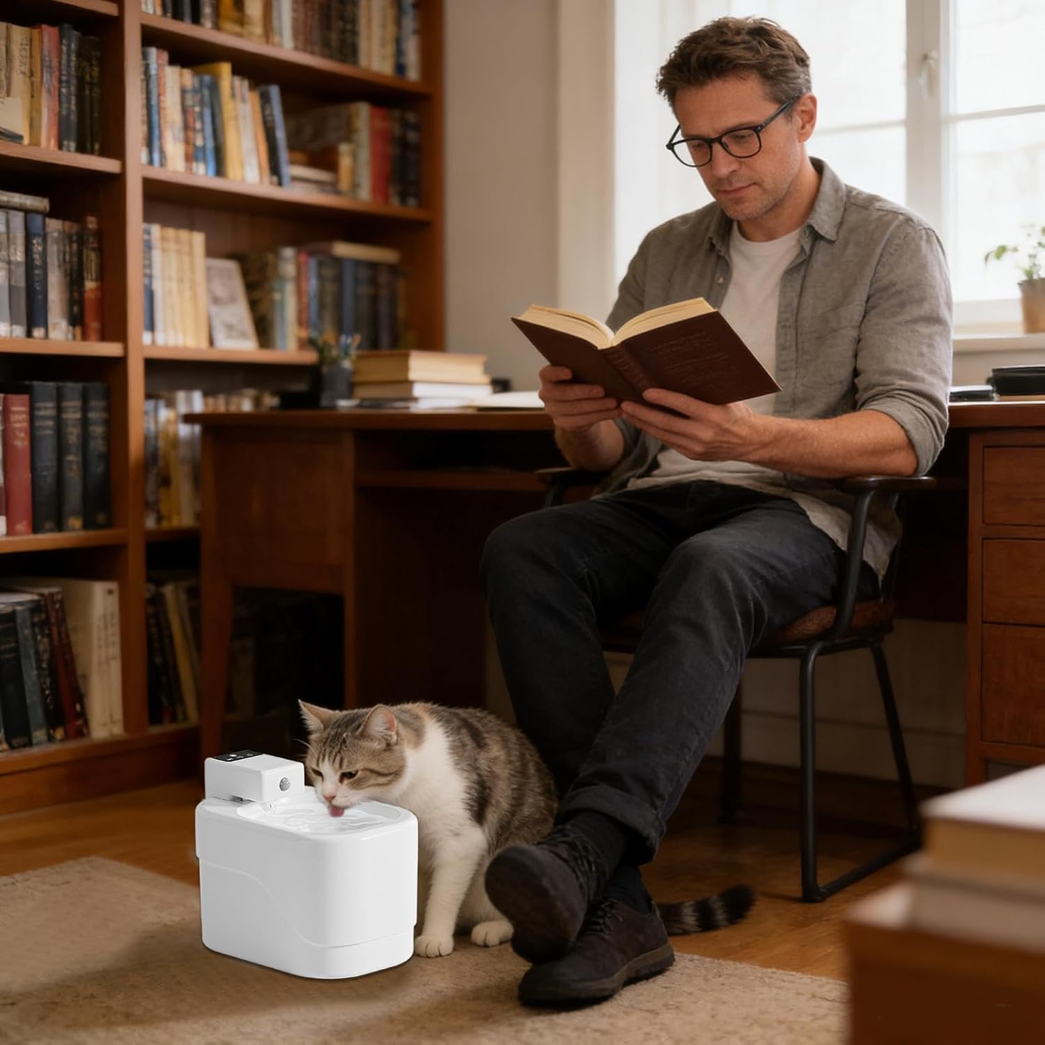 Automatic Pet Water Dispenser |   2L Cordless Dispenser |   Rechargeable Cat Water Fountain |   for Kitten Small Animal Indoor Floor Living Room