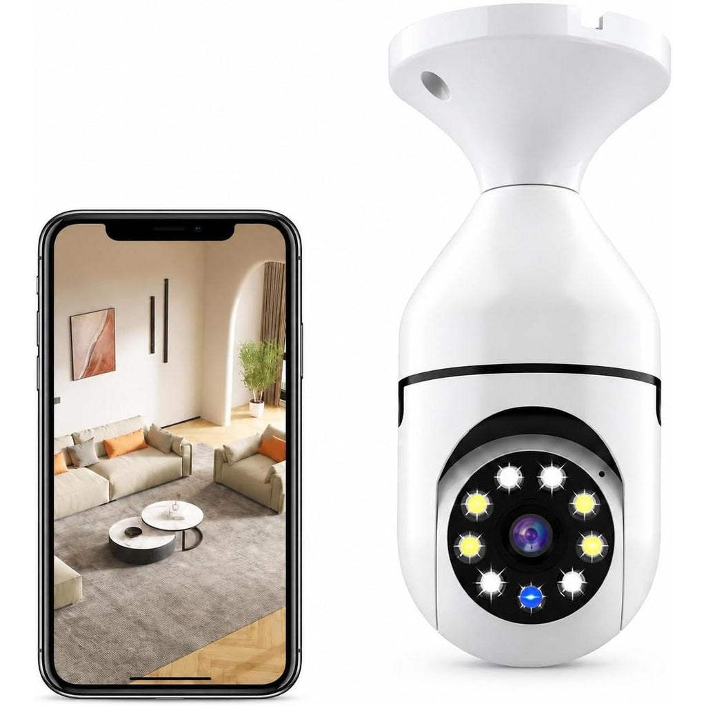 Light Bulb Security Camera - 1080P HD Wireless Outdoor PTZ Dome Camera with Motion Detection, Two Way Audio, Night Vision and Remote Viewing for Home Surveillance