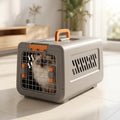 Plastic Geometric Hard-Sided Pet Carrier for Cats & Small Dogs, 19.69" L x 12.60" W x 12.40" H Airline-Approved Travel Kennel with Steel Secure Front Wire Door, Ventilation & Ergonomic Top Handle (Pink)