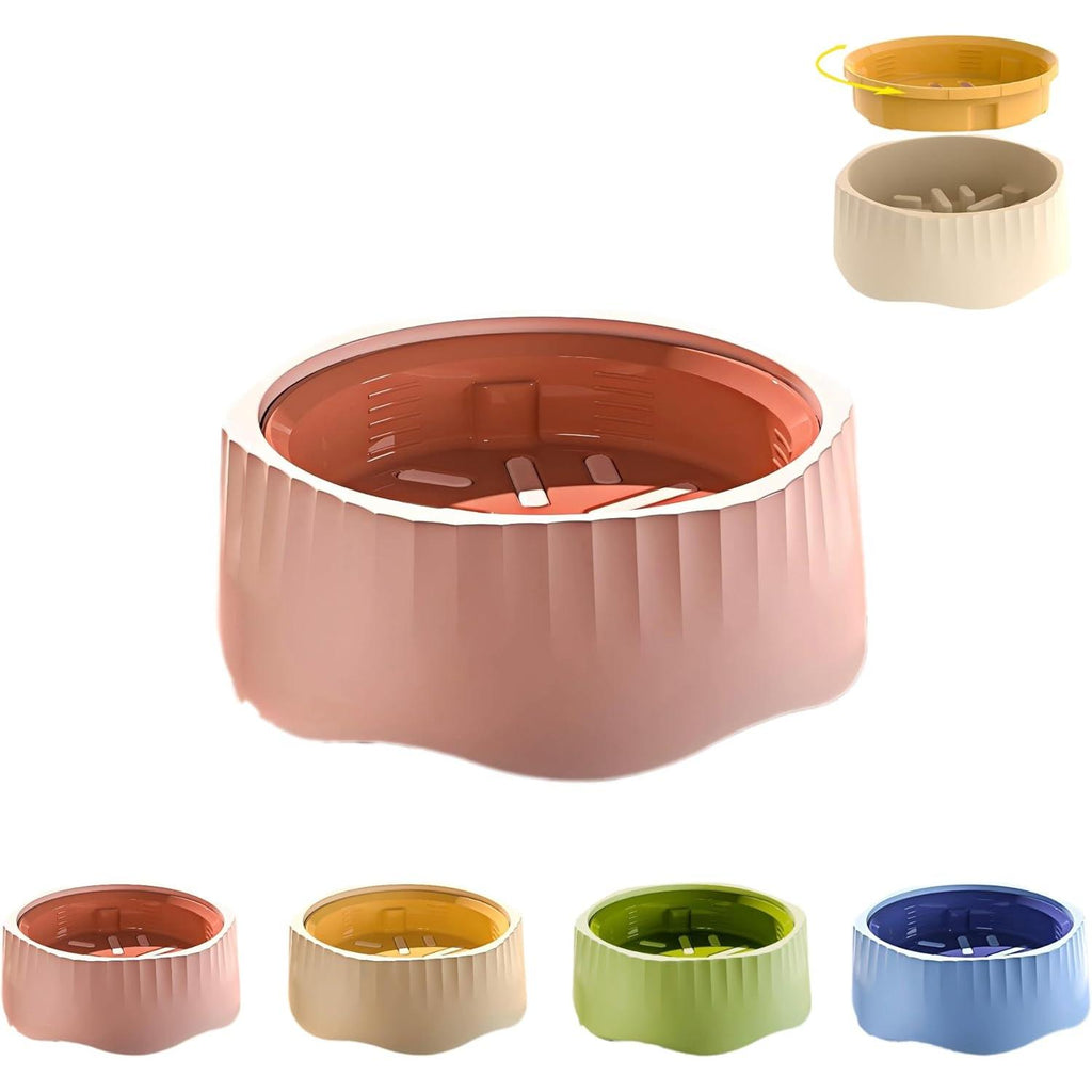 2-in-1 Convertible Slow Feeder Dog Bowl, Regular and Slow Mode for Fast Eaters, Anti-Bloat, Interactive Puzzle, Non-Slip for Small Medium Large Breed Dogs, Cats, Puppies, Pets, Creamy White