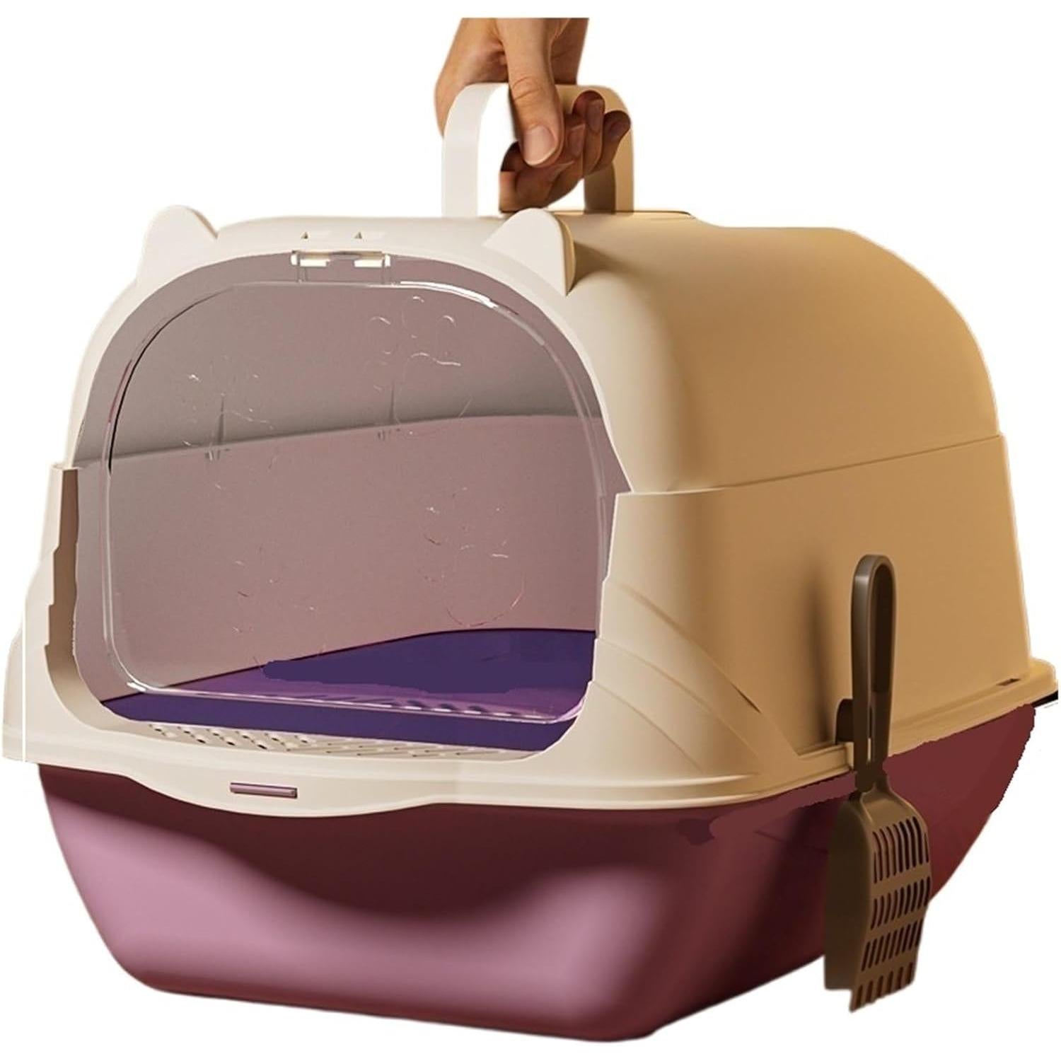 Cleaning Cat Litter Large Enclosed Anti Control Pet Toilet Supplies Catcher(Gray)