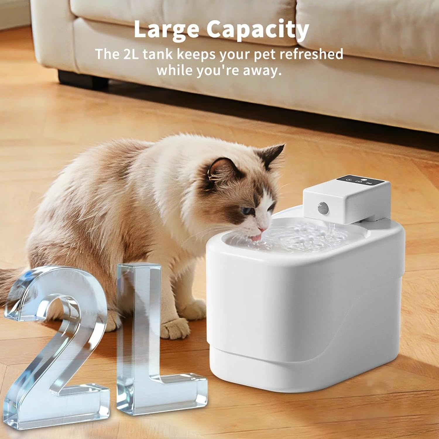 Automatic Pet Water Dispenser |   2L Cordless Dispenser |   Rechargeable Cat Water Fountain |   for Kitten Small Animal Indoor Floor Living Room