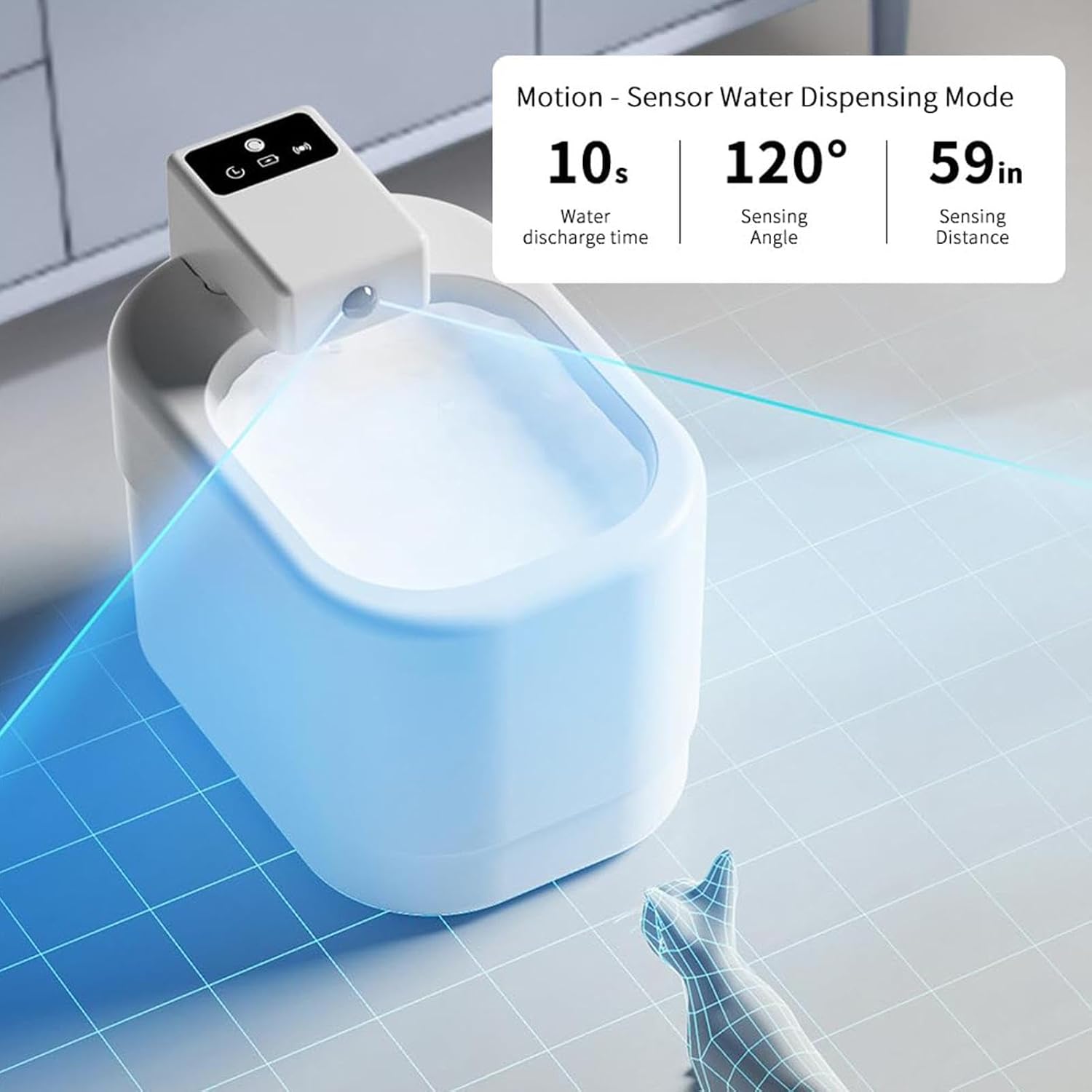 Automatic Pet Water Dispenser |   2L Cordless Dispenser |   Rechargeable Cat Water Fountain |   for Kitten Small Animal Indoor Floor Living Room