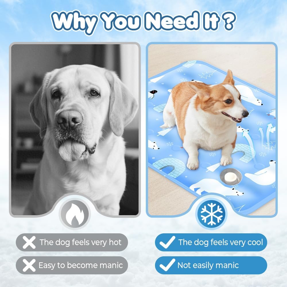 Dog Cooling Mat, 2025 New Lightweight Summer Cooling Pet Mats, Durable and Comfortable Cool Blanket for Dogs, Portable Cool Blanket for Small Pets, Hot Weather Pets (Blue02, X-Large) summer dogessentials