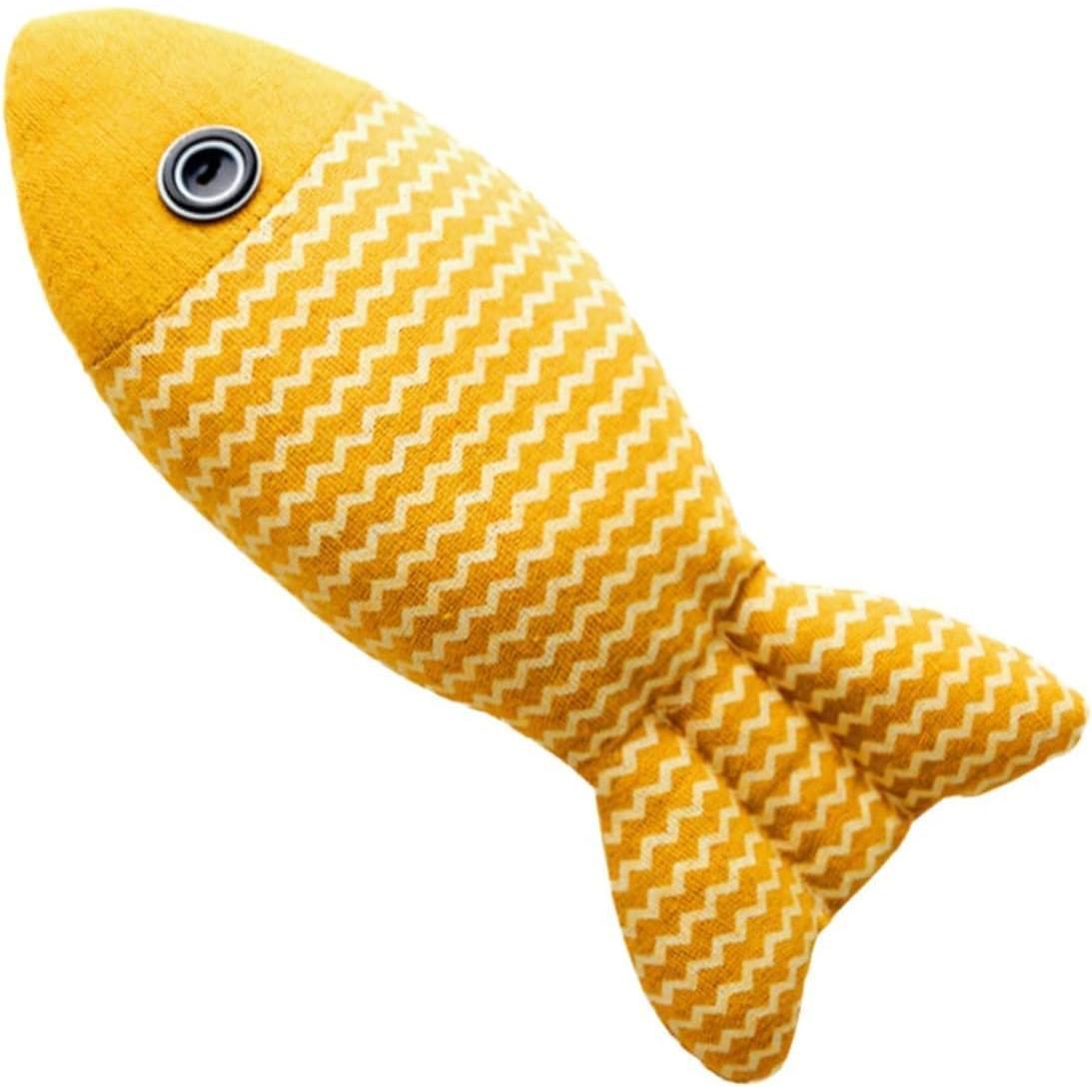 Cat Catnip Toy,Fish-Shaped cat Toys,Catnip Fish-Shaped Cat Toys,Self-Entertainment Teasers for Kittens and Cats(Light Yellow)