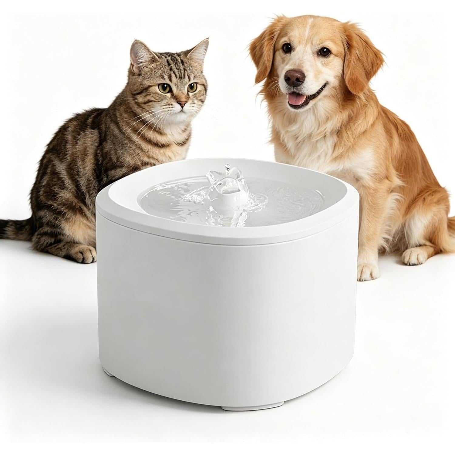 Pet Water Fountain, 101oz/3L Large Capacity Dog Cat Water Dispenser, USB Powered Circulating Fresh Water, Sleep Level Ultra Quiet Pump with 4 Layer Filtration Softening System-White