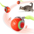 Potaroma Engaging Plush Silicone Moving Ball Cat Teaser Toy with Feather Tail, Rechargeable 2025 New Interactive Toy for Indoor Cats to Stimulate Hunting Instincts, Orange