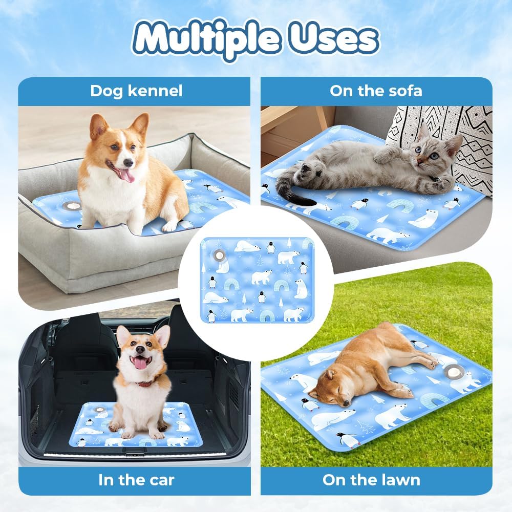 Dog Cooling Mat, 2025 New Lightweight Summer Cooling Pet Mats, Durable and Comfortable Cool Blanket for Dogs, Portable Cool Blanket for Small Pets, Hot Weather Pets (Blue02, X-Large) summer dogessentials