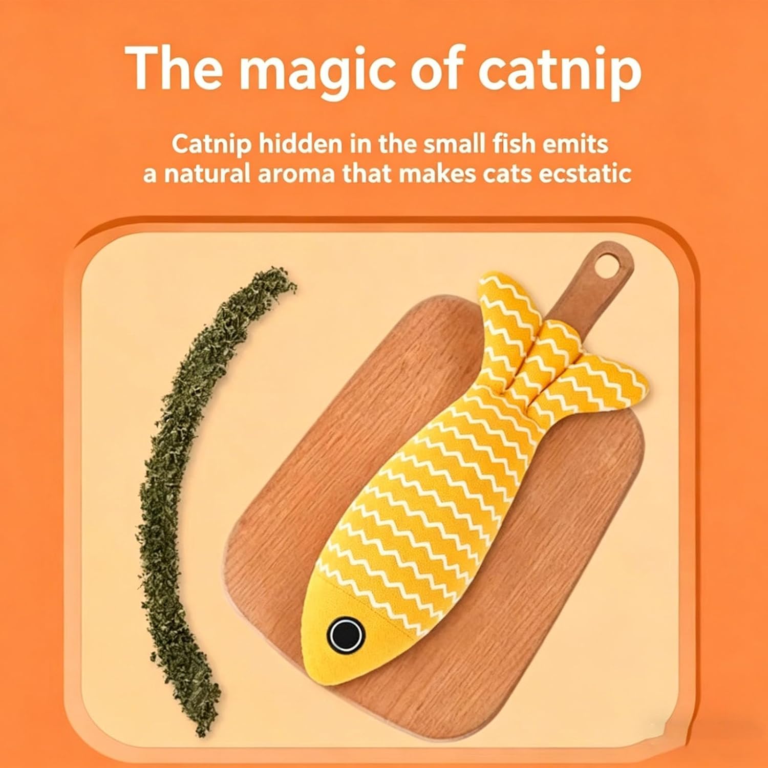 Cat Catnip Toy,Fish-Shaped cat Toys,Catnip Fish-Shaped Cat Toys,Self-Entertainment Teasers for Kittens and Cats(Light Yellow)