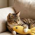 Cat Catnip Toy,Fish-Shaped cat Toys,Catnip Fish-Shaped Cat Toys,Self-Entertainment Teasers for Kittens and Cats(Light Yellow)