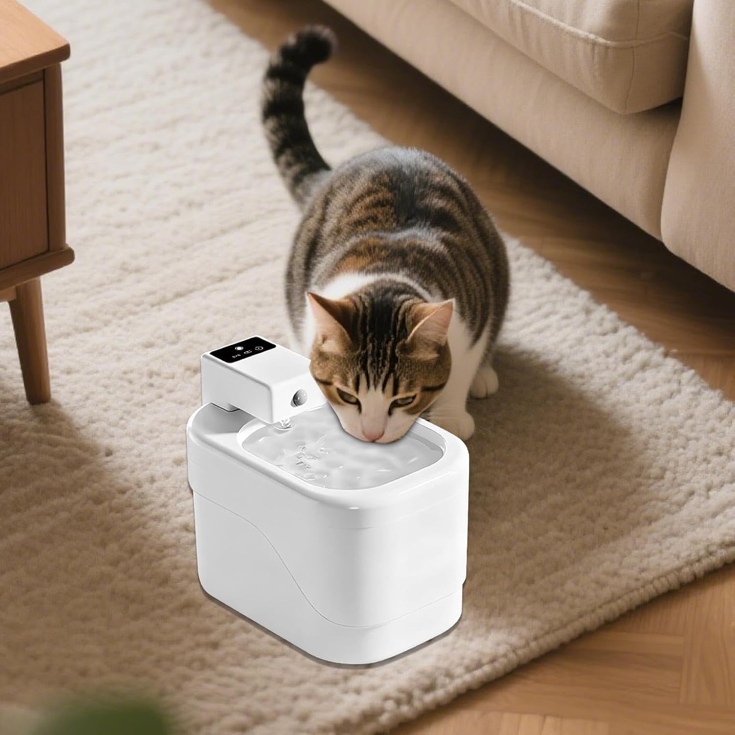 Automatic Pet Water Dispenser |   2L Cordless Dispenser |   Rechargeable Cat Water Fountain |   for Kitten Small Animal Indoor Floor Living Room