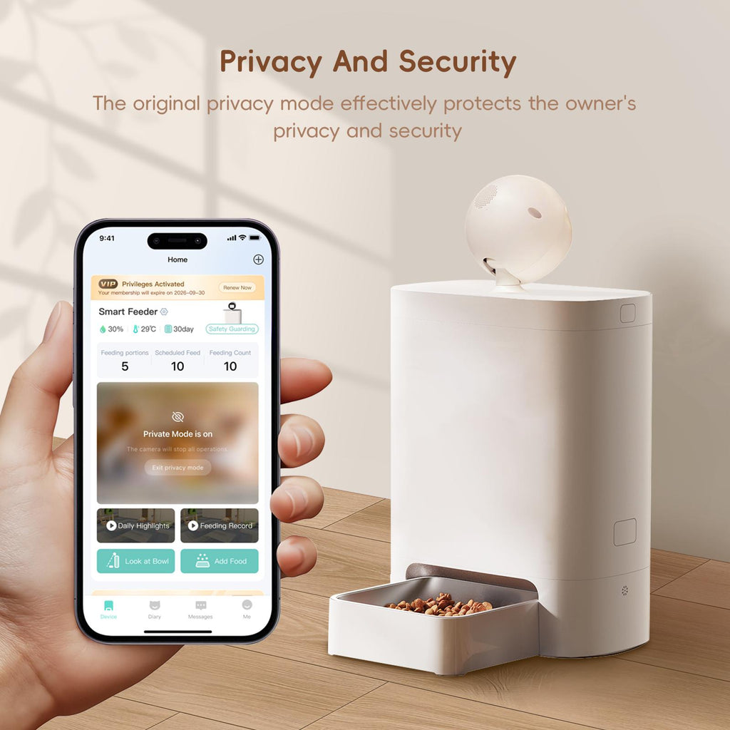 Automatic Cat Feeder with Camera 360°, 2k HD Video Night Vision, AI-Powered for Auto Pet Tracking, 5G/2.4G Wi-Fi & 2-Way Audio, Smart APP Control, Low Food Alert, 5.5L Timed Pet Feeder